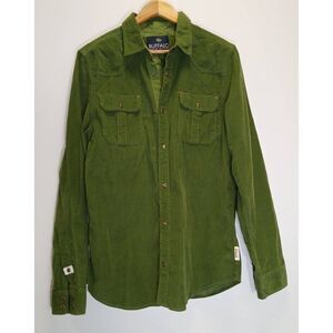 Buffalo David bitton mens large green corduroy shirt union made pearl snap